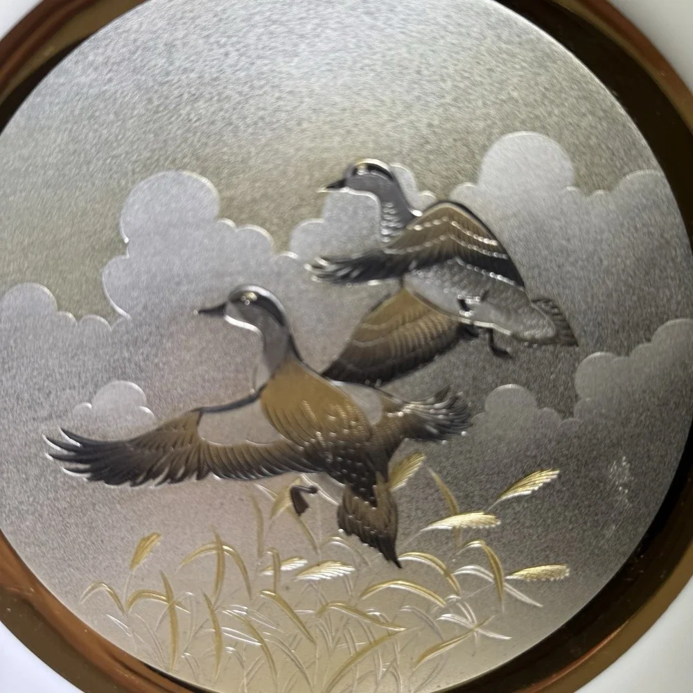 KEITO Lacy DYNASTY GALLERY Ltd. Edition Mallard Ducks CHOKIN 24KT Gold Rim Plate